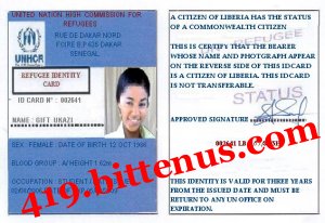 My Refugee id card
